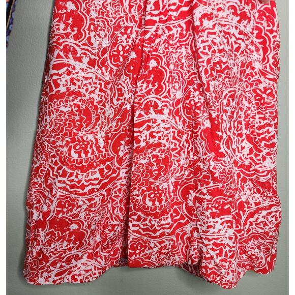 Karlie Linen Blend Mini Dress Small Orange White Cut Out Short Sleeve Summer - Picture 5 of 6